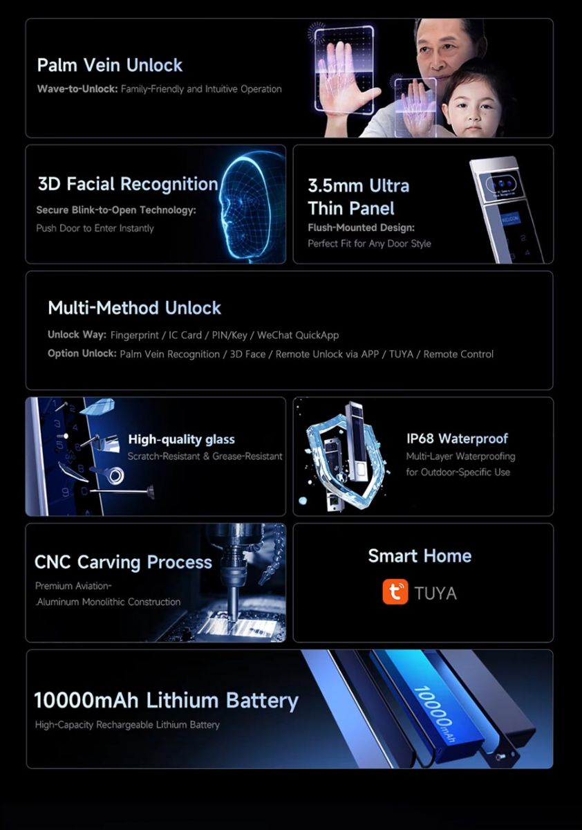 khóa cổng thông minh cao cấp palm scan